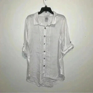 Women’s Match Point Made in USA Linen Oversized Button Front Tunic Small